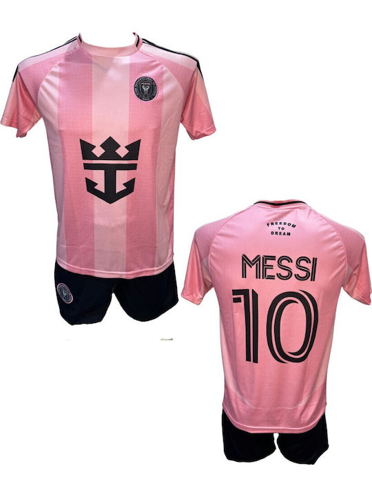 Kids’ Football Kit Messi Inter Miami Pink Black 101026-13