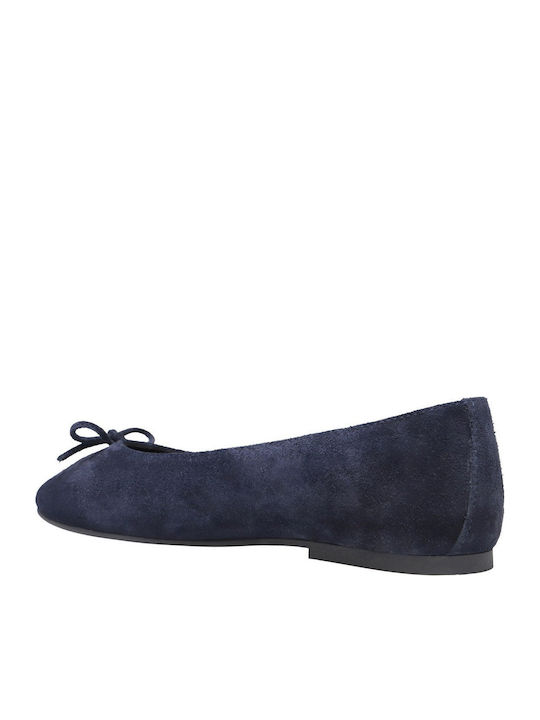 Navy Blue Suede Women's Ballerina Shoes