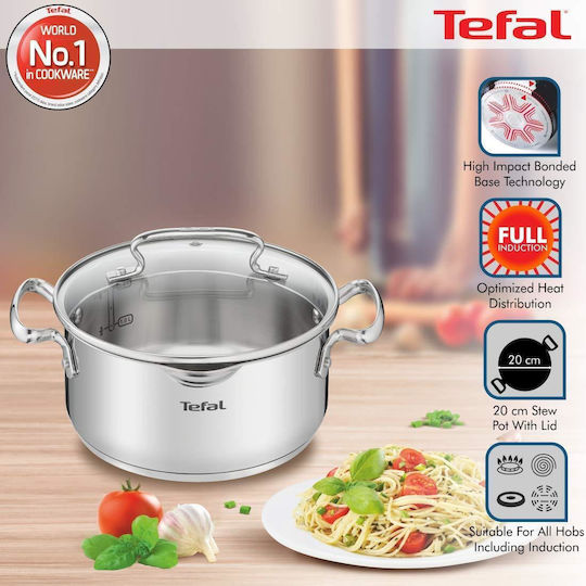 Tefal Duetto+ Βαθιά Ανοξείδωτη Κατσαρόλα 2.9lt / 20cm