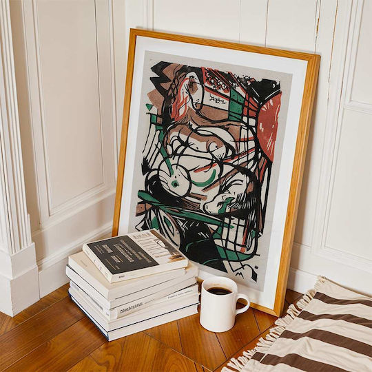 Poster Franz Marc Birth Horses Art126 50cm X 70cm Premium Μαύρο Ξύλινο Κάδρο-56061pd148503f55323