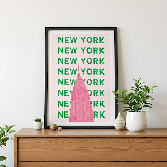 Poster New York Pop Art Pst25522 50cm X 70cm Premium Μαύρο Ξύλινο Κάδρο-63400pd136385f55323