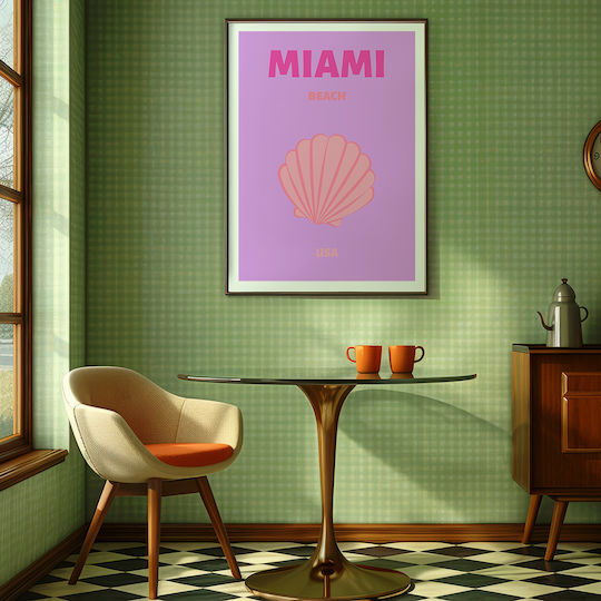 Poster Miami Wall Art Pst25527 50cm X 70cm Premium Μαύρο Ξύλινο Κάδρο-64635pd140669f55323