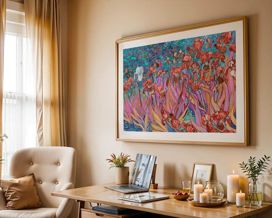 Poster Van Gogh Irises Art110 50cm X 70cm Premium Μαύρο Ξύλινο Κάδρο-56099pd148480f55323