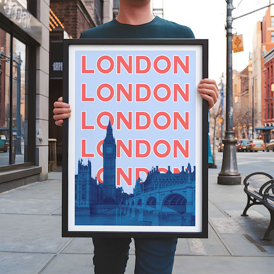 Poster London Pop Art Pst25509 50cm X 70cm Premium Μαύρο Ξύλινο Κάδρο-63375pd136149f55323