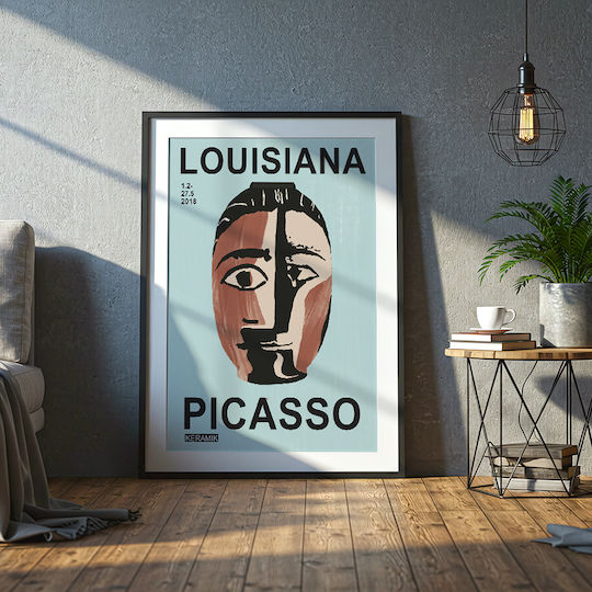 Poster Pablo Picasso Ceramics Tete De Femme Art246 50cm X 70cm Premium Μαύρο Ξύλινο Κάδρο-64122pd138400f55323