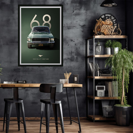 Poster 1968 Bullitt Mustang Cr003 50cm X 70cm Premium Μαύρο Ξύλινο Κάδρο-62976pd133138f55323