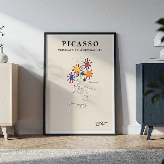 Poster Pablo Picasso Bouquet Peace Art250 50cm X 70cm Premium Μαύρο Ξύλινο Κάδρο-63777pd137355f55323