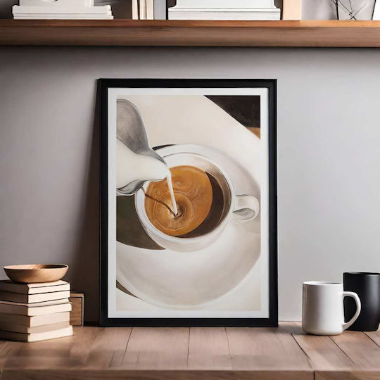 Poster Cappuccino Coffee Pst25333 50cm X 70cm Premium Black Wooden Frame-62131pd127777f55323