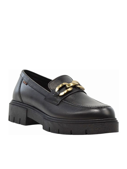 Δερμάτινα Γυναικεία Oxfords σε Μαύρο Χρώμα