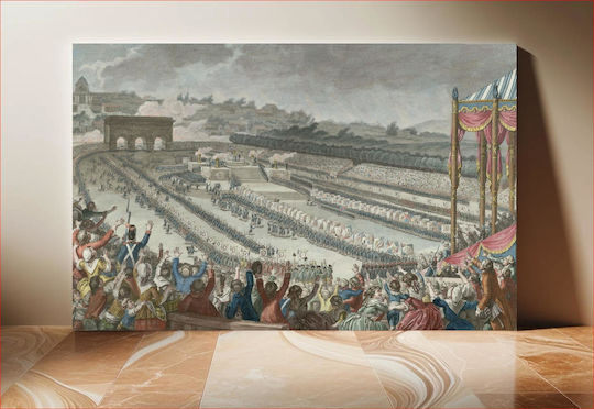 Held In The Champ De Mars, In July 14, 1790. Woodcut By Helman, From A Picture By C. Monet, Painter Of The King