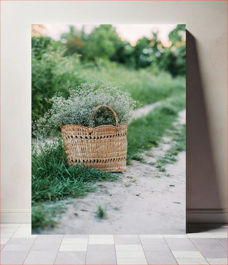 Painting Basket Flowers On A Path 80x120 Painting Basket Flowers On A Path 80x120