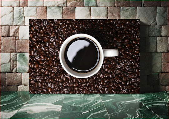 Coffee Beans And Coffee Cup Κόκκοι Καφέ Και Φλιτζάνι Καφέ 1 σε Καμβά