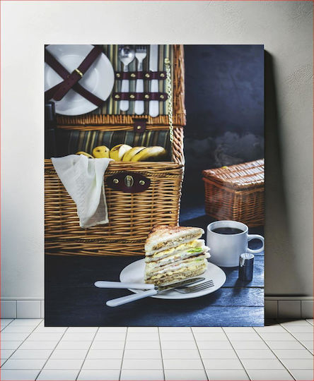 Painting Picnic Basket Sandwich Coffee 100x150 Painting Picnic Basket Sandwich Coffee 100x150