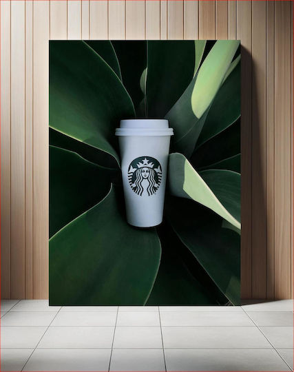 Gemälde Kaffeetasse in Pflanzen 100x150 Gemälde Kaffeetasse in Pflanzen 100x150