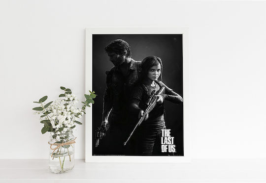 Gaming Poster Last Us Joel & Ellie Gm2391 40cm X 50cm Brown Wooden Frame