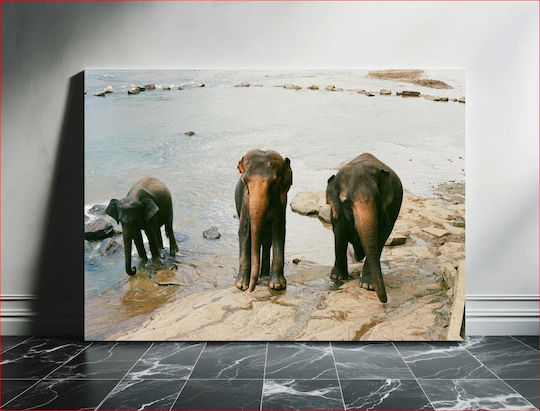 Πίνακας Elephants By River Ελέφαντες Δίπλα Στο Ποτάμι 150x100