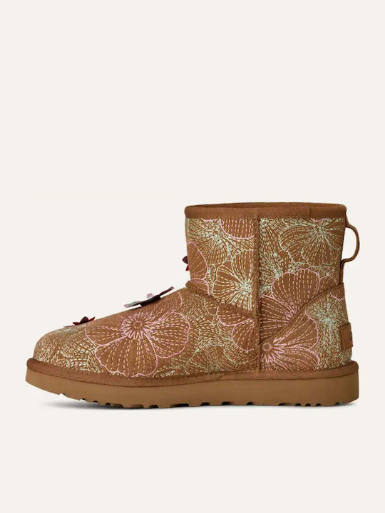 Mini Suede Γυναικεία Μποτάκια Αστραγάλου Chestnut