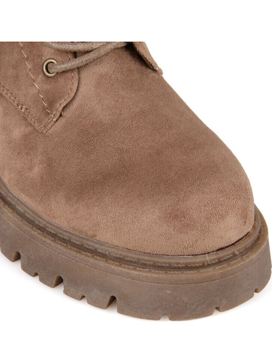 Beige Wildleder Damenstiefel