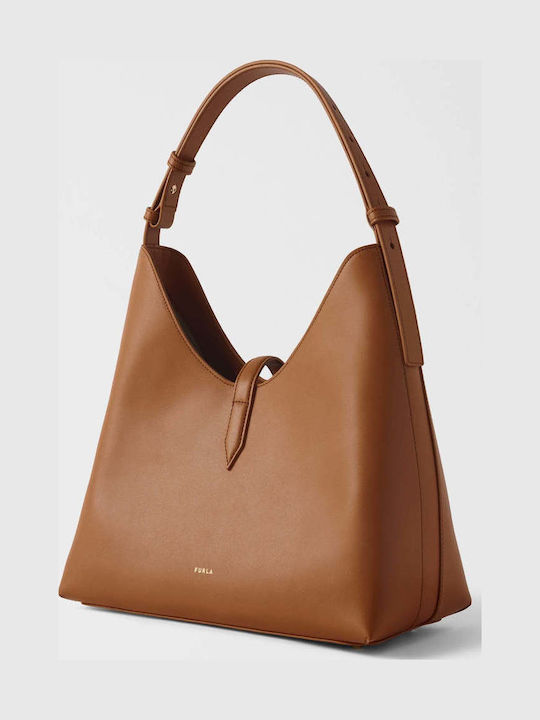 Furla Goccia M Дамска Чанта Hobo От Естествена Кожа В Кафяв Цвят