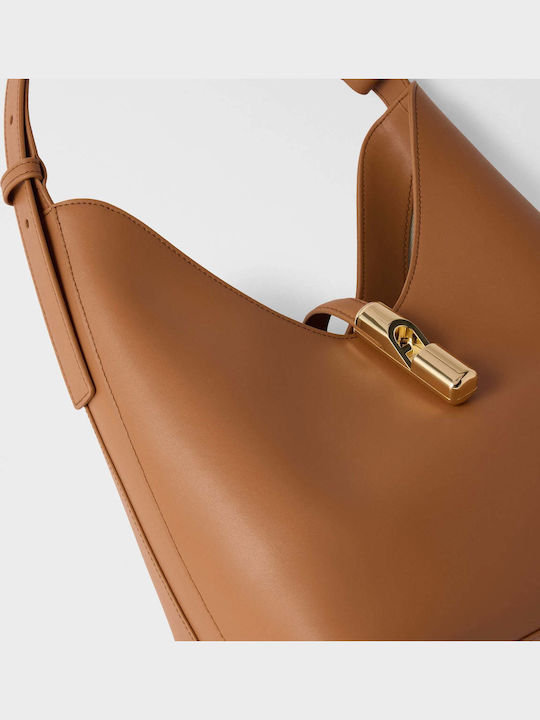 Goccia M Hobo-Tasche aus Leder für Damen Brandy