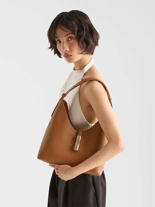 Goccia M Hobo-Tasche aus Leder für Damen Brandy