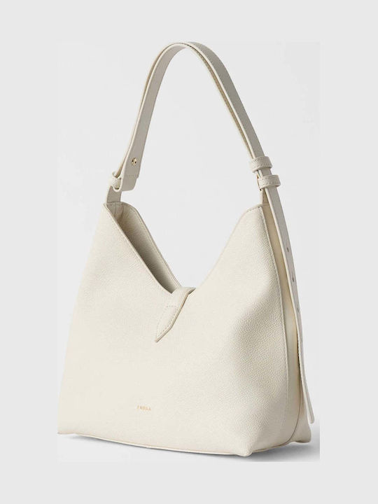 Furla Goccia S Дамска Hobo Чанта От Естествена Кожа Бяла