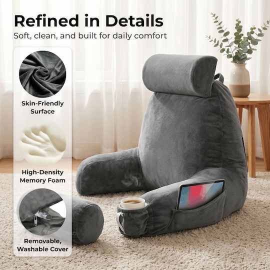 Lumivida Reading Pillow Pernă Medicală pentru Spate Gri
