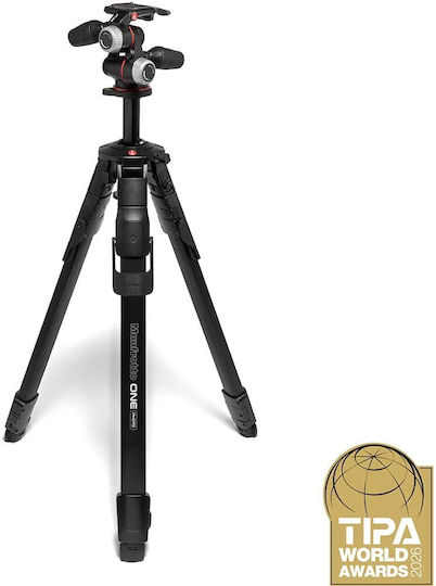 Manfrotto Τρίποδο One από Αλουμίνιο με 3-way Κεφαλή έως 177.8cm και Αντοχή 4.11kg