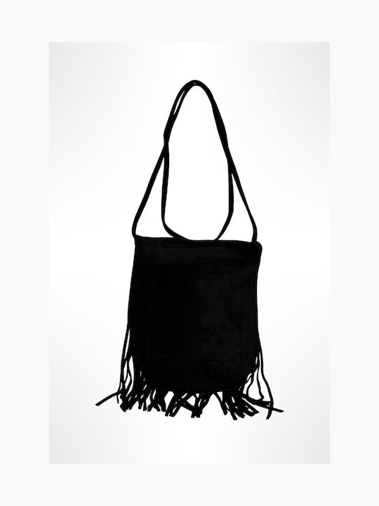 Women's Crossbody Bag Suede with Fringes Black