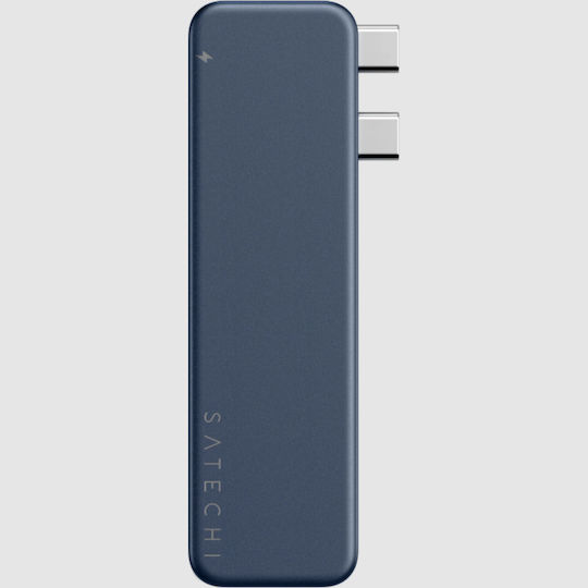 Satechi USB хъб с 5 порта и USB-C / USB-A връзка, син
