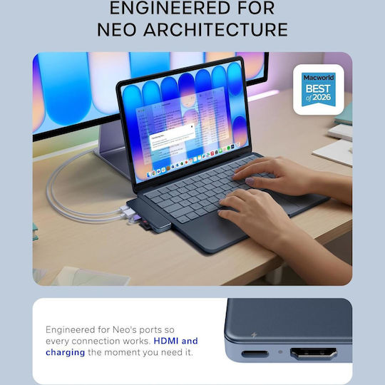 Satechi USB хъб с 5 порта и USB-C / USB-A връзка, син