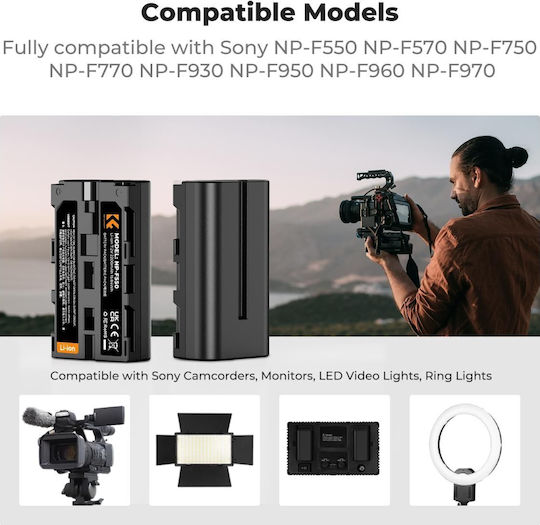 K&F Concept Încărcător Dublu de Baterii Compatibil cu Sony