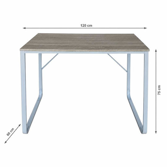 Birou Constantia Din Lemn Alb / Stejar Cu Picioare Metalice 120x60x75cm