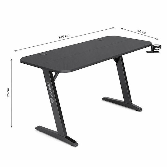 Gaming-Schreibtisch Nomad Basic aus Glas Schwarz 140x60x75 cm