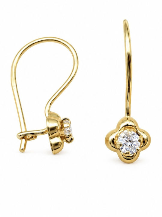 9K Gold Dangle Earrings with Zircon Sk071afr 9K Gold Dangle Earrings with Zircon Sk071afr