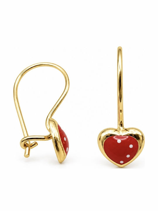 9K Gold Heart Dangle Earrings Sk157afr 9K Gold Heart Dangle Earrings Sk157afr