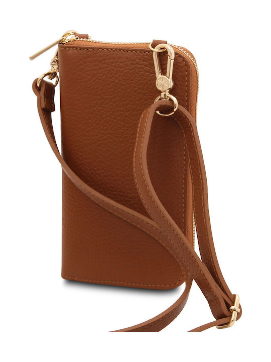 Damenbrieftasche aus Leder in Tabakbraun