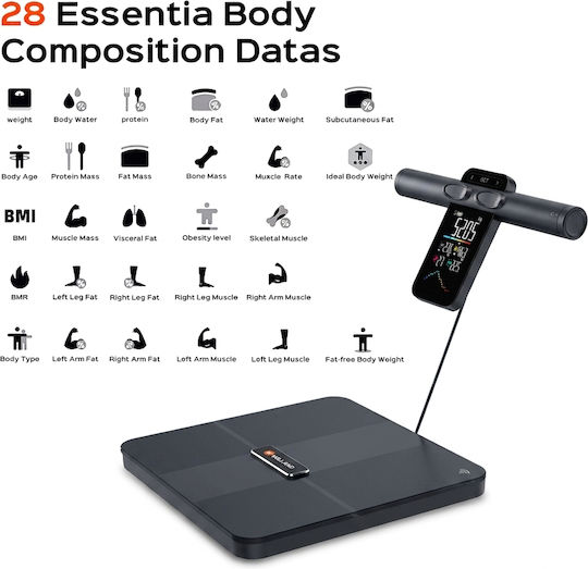 Smart Scale 180kg with Body Fat Counter & Bluetooth Black FI2419LB