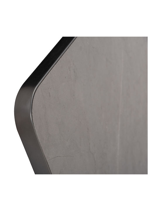 HomeMarkt Rechteckige Tischplatte aus Aluminium in Grau-Marmor 120x80cm HM6656.05
