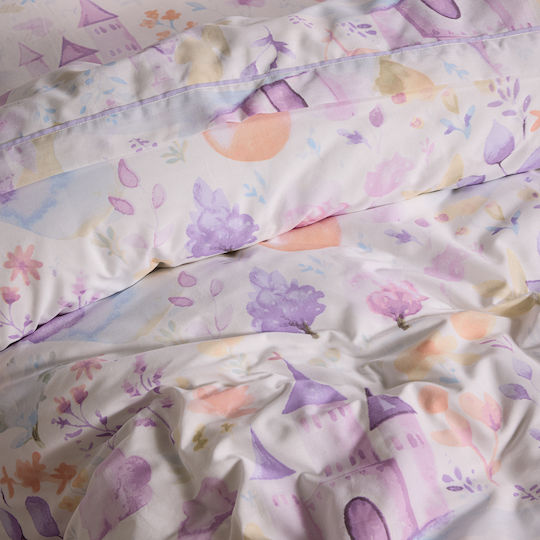 Das Home Σετ Μονά με Λάστιχο Lilac 170x260cm