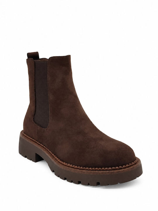 Suede Women's Brown Chelsea Ankle Boots