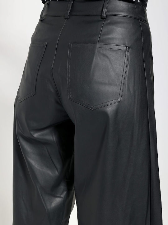 Damenlederhose mit Relaxed Fit Schwarz