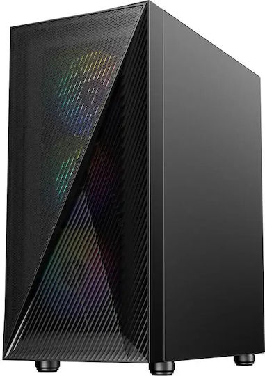 Shifter Gaming Midi Tower Computer Case with Side Window and RGB Lighting Black