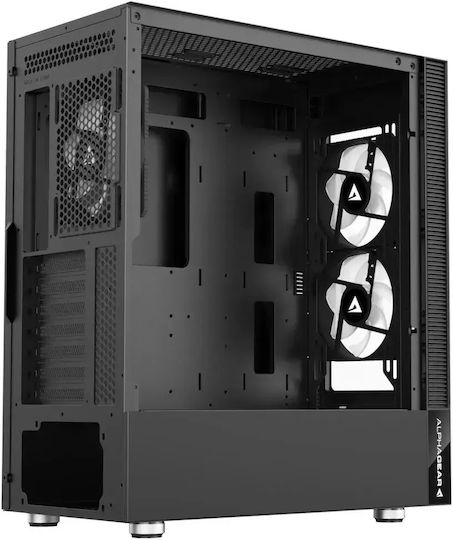 Tempest Gaming Midi Tower Computer Case with Side Window and ARGB Lighting Black