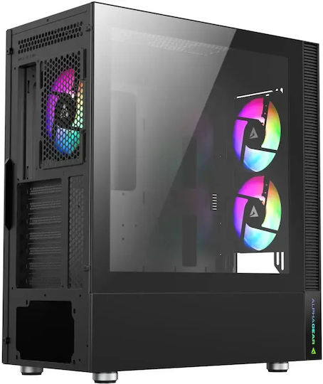 Tempest Gaming Midi Tower Computer Case with Side Window and ARGB Lighting Black