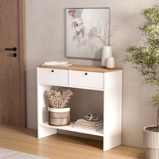 Fenrir Wooden Console Table White/Natural L90xW32xH81.8cm