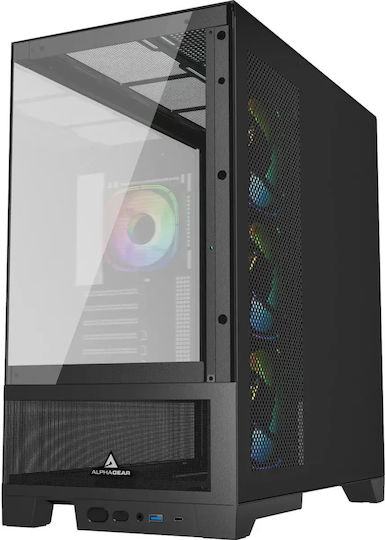 Mirage Mark 1 V2 Gaming Midi Tower Computer Case with Side Window and ARGB Lighting Black
