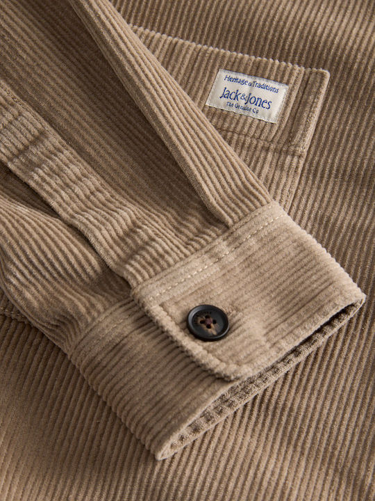 Jjzac Long Sleeve Corduroy Overshirt in a Loose Fit Crockery