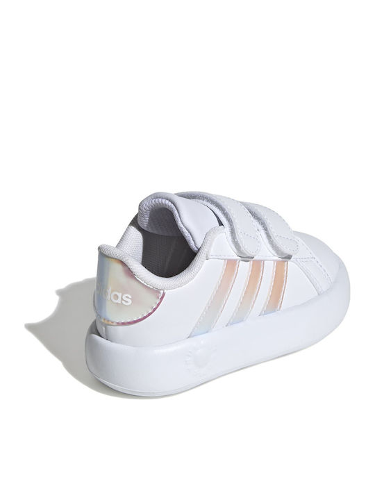 Grand Court 2.0 Kids Sneakers with Hoop & Loop Closure Cloud White / Iridescent / Grey Two