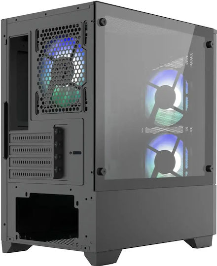 Monarch Gaming Mini Tower Computer Case with Side Window and RGB Lighting Black